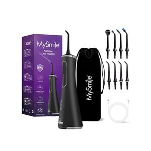 MySmile Portable Cordless Water Flosser Dental Oral Irrigator 5 Modes - BLACK